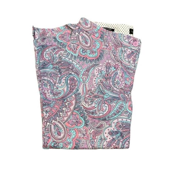 Talbots Perfect Crop in Polished Paisley Lavendar, Coral, Teal, Black Size 8P - Picture 1 of 9